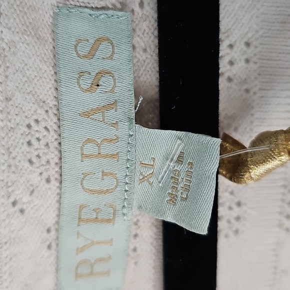 Ryegrass Tan Open Knit Square Neckline 3/4 Sleeve Bodycon Sweater Top Sz: XLarge - Picture 3 of 9